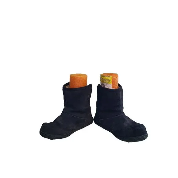 LL Bean Kids Boots Toddlers 12 Wicked Cozy Suede Leather Slip On Navy Fur Lined - Picture 2 of 10